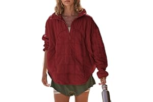 Daacee Oversized Lightweight Quilted Pullover Jacket for Women Casual Half Zip Puffer Jackets Padded Outwear with 4 Pockets