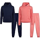 Real Love Girls Sweat Suit Set - 4 Piece Soft Fleece Lightweight Pullover Hoodie and Jogger Sweatpants for Girls (Sizes 5-16)