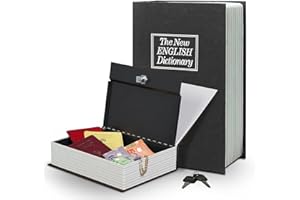 Portable Book Safe, Hidden Safe with Lock, Money Hiding Box for Jewelry, Money and Cash (Black, 7.1 x 4.5 x 2.2Inch)