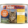 Feline Natural Wet Cat Food Pate - Chicken Feast, 6 Ounce (Pack of 12), Grain-Free Recipe, New Zealand Sourced Ingredients