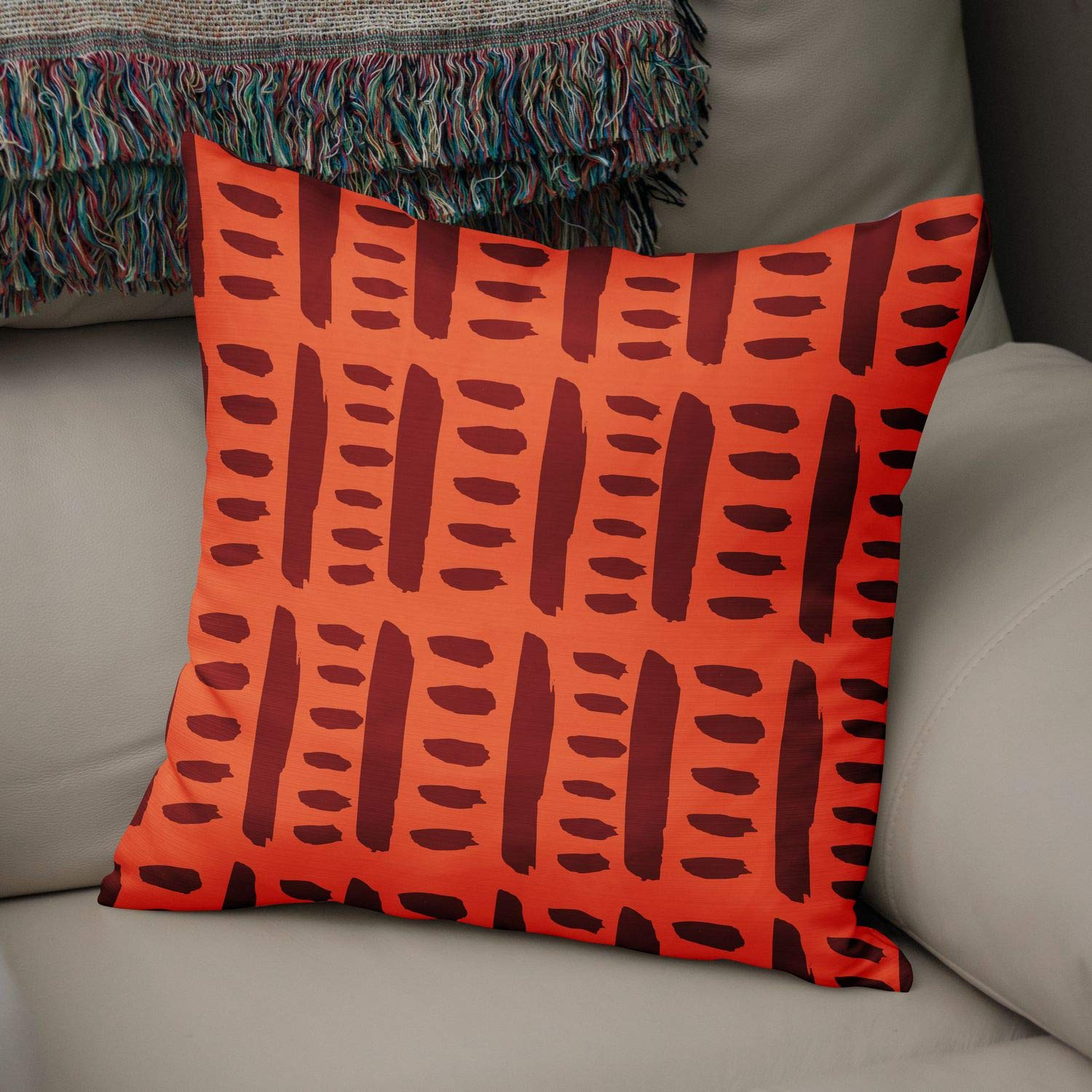 Bonamaison Decorative Cushion Cover Orange & Bordeux, Throw Pillow Covers, Home Decorative Pillowcases for Livingroom, Sofa, Bedroom, Size: 50x50 Cm - Designed and Manufactured in Turkey