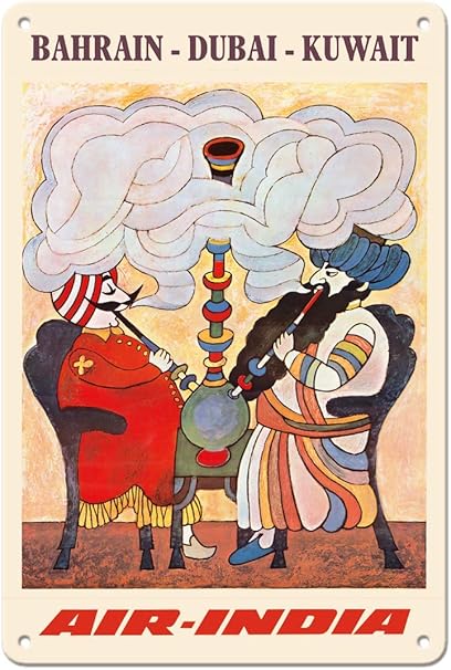 Amazon.com: Metal Vintage Tin Sign 12x16inches,Bahrain, Dubai, Kuwait - India Maharaja Smoking ...