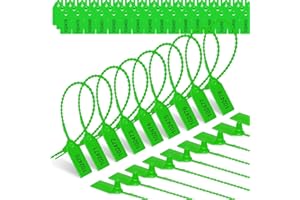 FVSEC 2000 Pcs Plastic Tamper Seals Fire Extinguisher Tags Security Tags Numbered Tags with Zip Tie Safety Disposable Self-Locking Signage 250mm Length (Green)