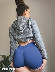 YEOREO Workout Scrunch Shorts Women 3.6" V Back Gym