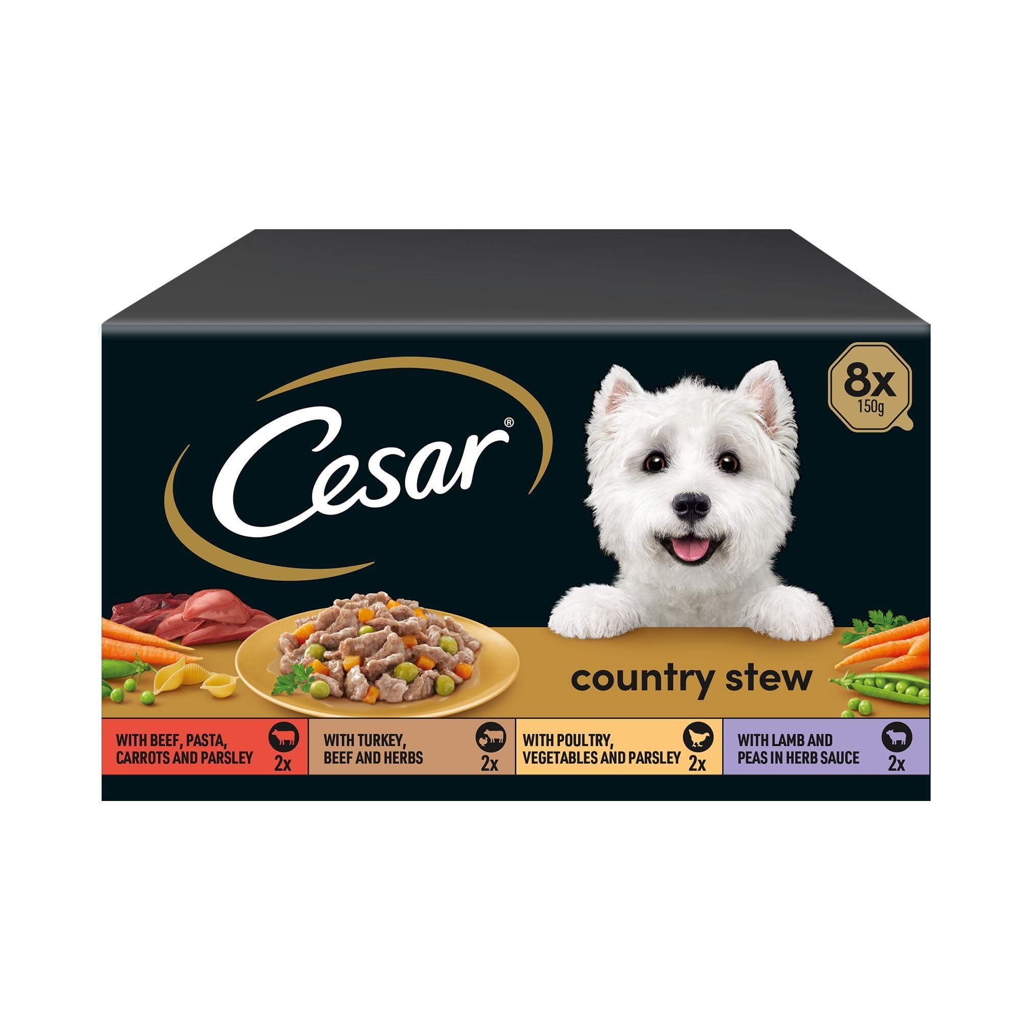 Cesar Country Stew Adult Wet Dog Food, Special Selection, Pack of 3 (3 x 8 Trays x 150 g)