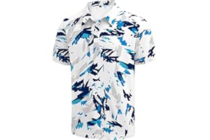 KUYIGO Mens Polo Shirts Short Sleeve Moisture Wicking Performance Print Collared Casual Tennis Golf Shirt