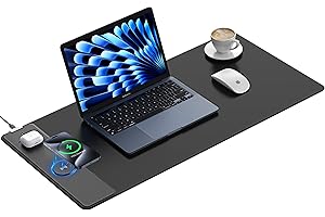TopMade Wireless Charging Mouse Pad, Waterproof Gaming Mousepad with Ultra-Smooth Surface, Non-Slip Base, 31.5"x15.75" XXL Large Desk Pad, Classic Black Computer Desk Mat for MacBook, PC, Laptop