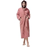 SIORO Womens Terry Cottton Long Cloth Robes, Hooded Plush Soft Absorbent Bathrobe, Full Length Spa Colth for Shower, Hot Tub