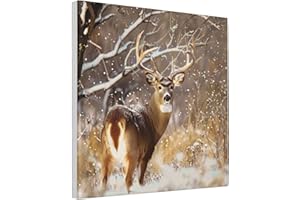 acvKGHW Free Whitetail Deer Printed Square Canvas Decorative Wall Art - Hidden Metal Hangers for Living Room, Bedroom, Nurser