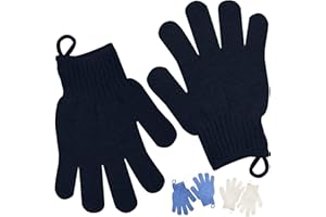 MEIYANTE Exfoliating Glove with Hanging Loop - Bath Gloves 1 Pair Shower Gloves, Heavy Exfoliating Gloves for Men and Women Shower Gloves Body Wash Makes Skin Soft Healthy Body Exfoliating Gloves 1 Pair Black