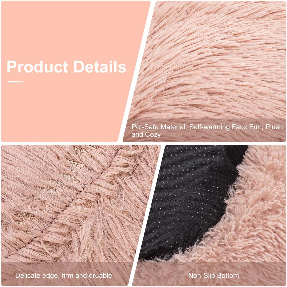 MIXJOY Orthopedic Dog Bed Comfortable Donut Cuddler Round Dog Bed Ultra Soft Washable Dog and Cat Cushion Bed (23''x 23'') (Pink) : Pet Supplies
