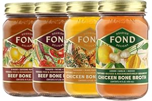 FOND NOURISH DELIGHT FOND Regenerative Grass Fed Beef Bone Broth & Pasture-Raised Chicken Bone Broth – Slow-Simmered Beef and Chicken Stock for Rich Flavor, Nutrient-Dense, Artisan Quality – Variety Pack, 14 oz (4-Pack)