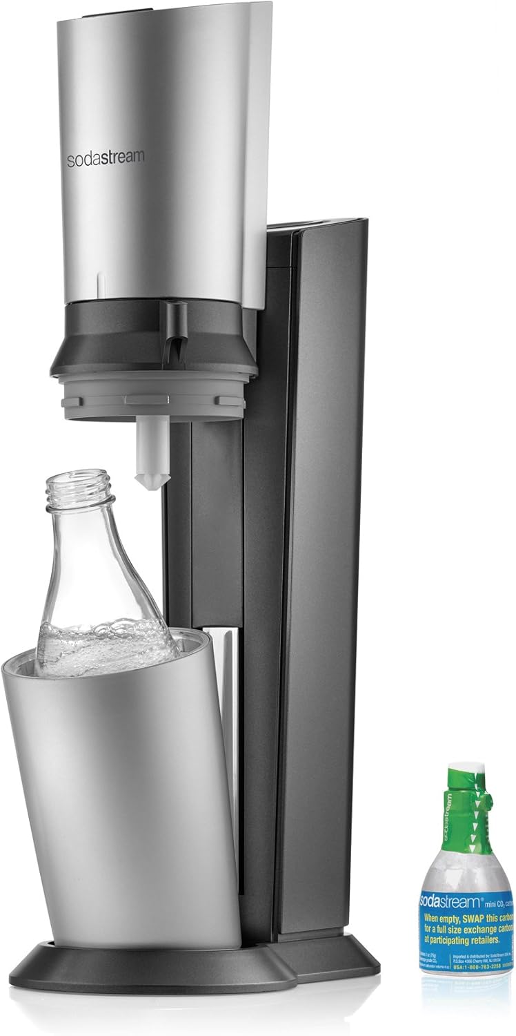 SodaStream Crystal Sparkling Water Maker Starter Kit, Black and Silver