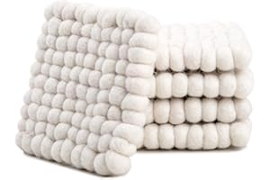 Square Felt Ball Coasters - 100% Merino Wool Table Coasters - Felt Coaster Pads, Absorbent Trivet for Drinks - Heat Resistant, Thick & Durable Hand Felted in Nepal by Woolygon- Multicolor - Set of 5