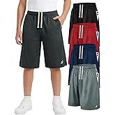 NY Threads 5 Pack Boys Athletic Shorts Quick Dry Lightweight Basketball Shorts for Kids Youth with Pockets and Drawstring