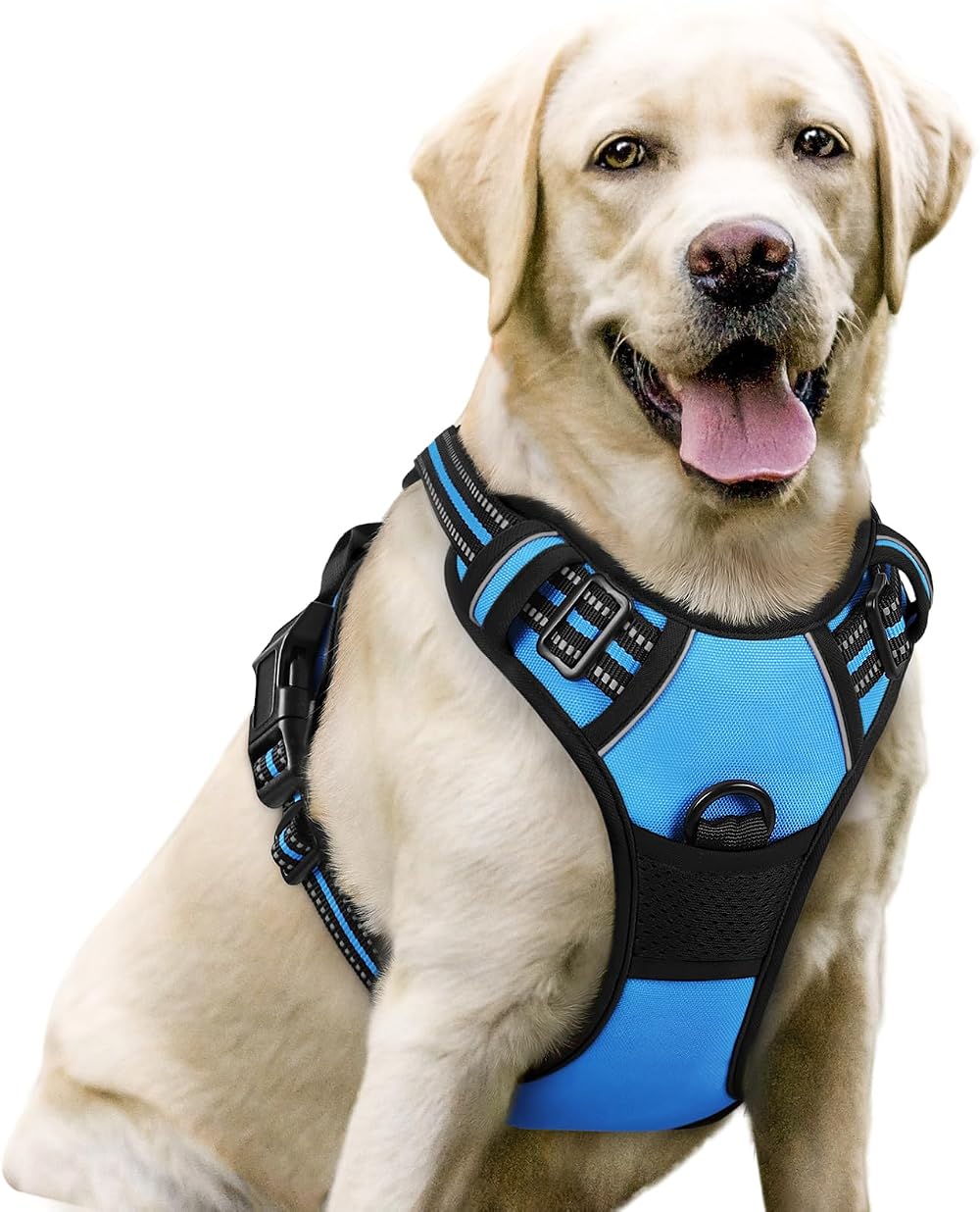 rabbitgoo Dog Harness Large No Pull Adjustable Reflective Baby Blue L
