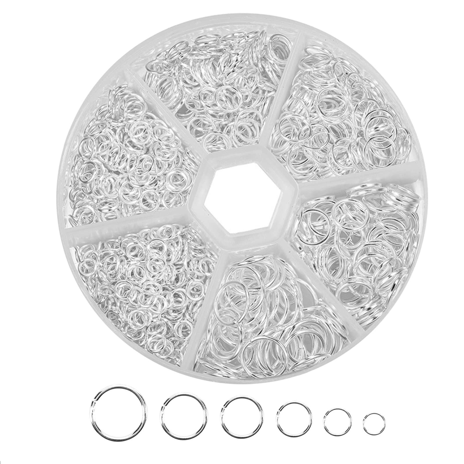 Photo 1 of 1000Pcs O Ring Connectors Metal Open Jump Rings Set Jump Rings for Jewelry Making Connectors (4mm 5mm 6mm 7mm 8mm 10mm)?Silver?