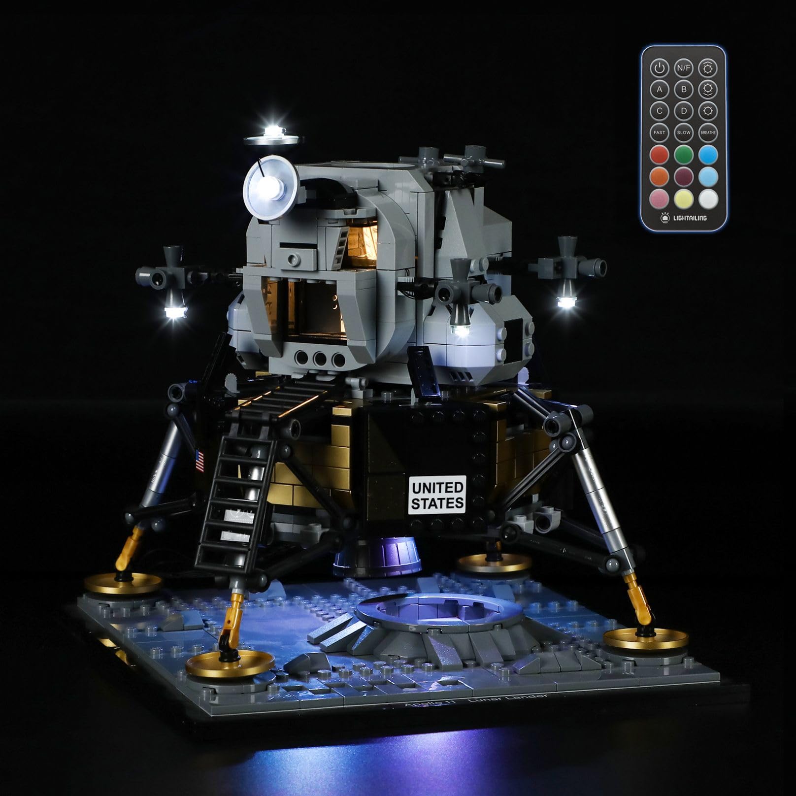 MENZAVA LED Light Kit (Remote Control) Compatible with LEGO 10266 NASA Apollo 11 Lunar Lander CREATOR Expert Building Blocks Model - Model Set NOT Included