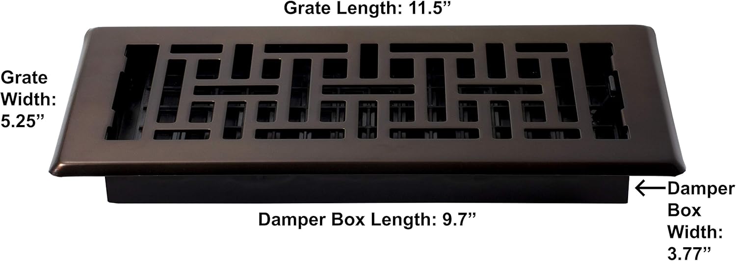 Decor Grates AJH410-RB Oriental Floor Register, 4x10, Rubbed Bronze - Heating Vents - 