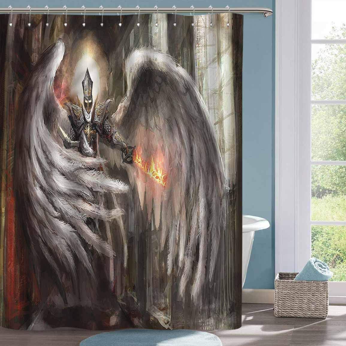 Cool Shower Curtain Fantasy World Mighty Angel Wings Home Decor Shower Curtain W36 xL72