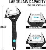 DURATECH 10-Inch Adjustable Wrench Wide Jaw 50mm Cr-V Steel SAE/Metric view 4