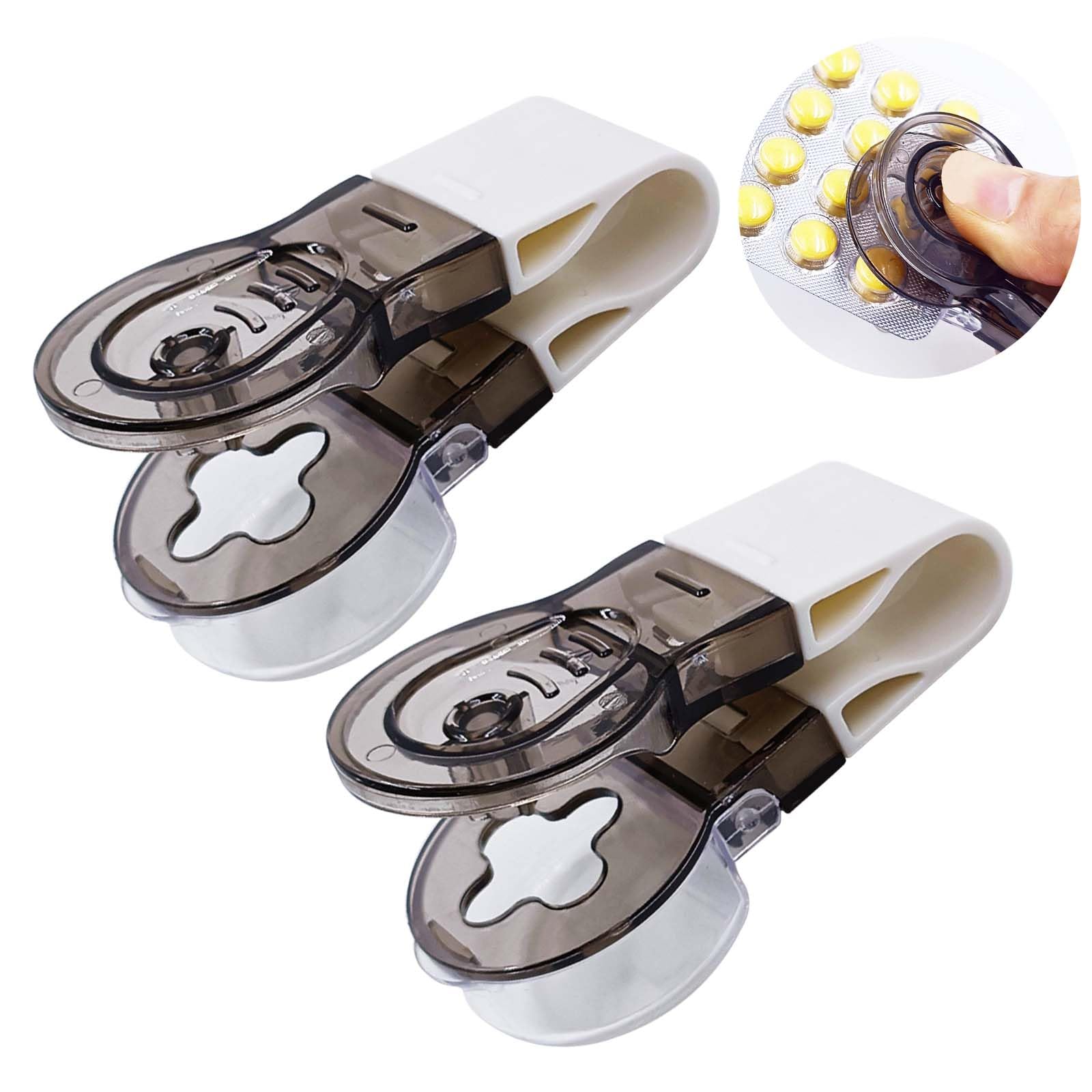 Photo 1 of Pill Popper for Blister Pack Tablets Pills Taker Easy & Quick Tablet Remover from Blister Packs Japan Designed Medicine Accessory Pill Punch Extractor 2pcs Gray Color