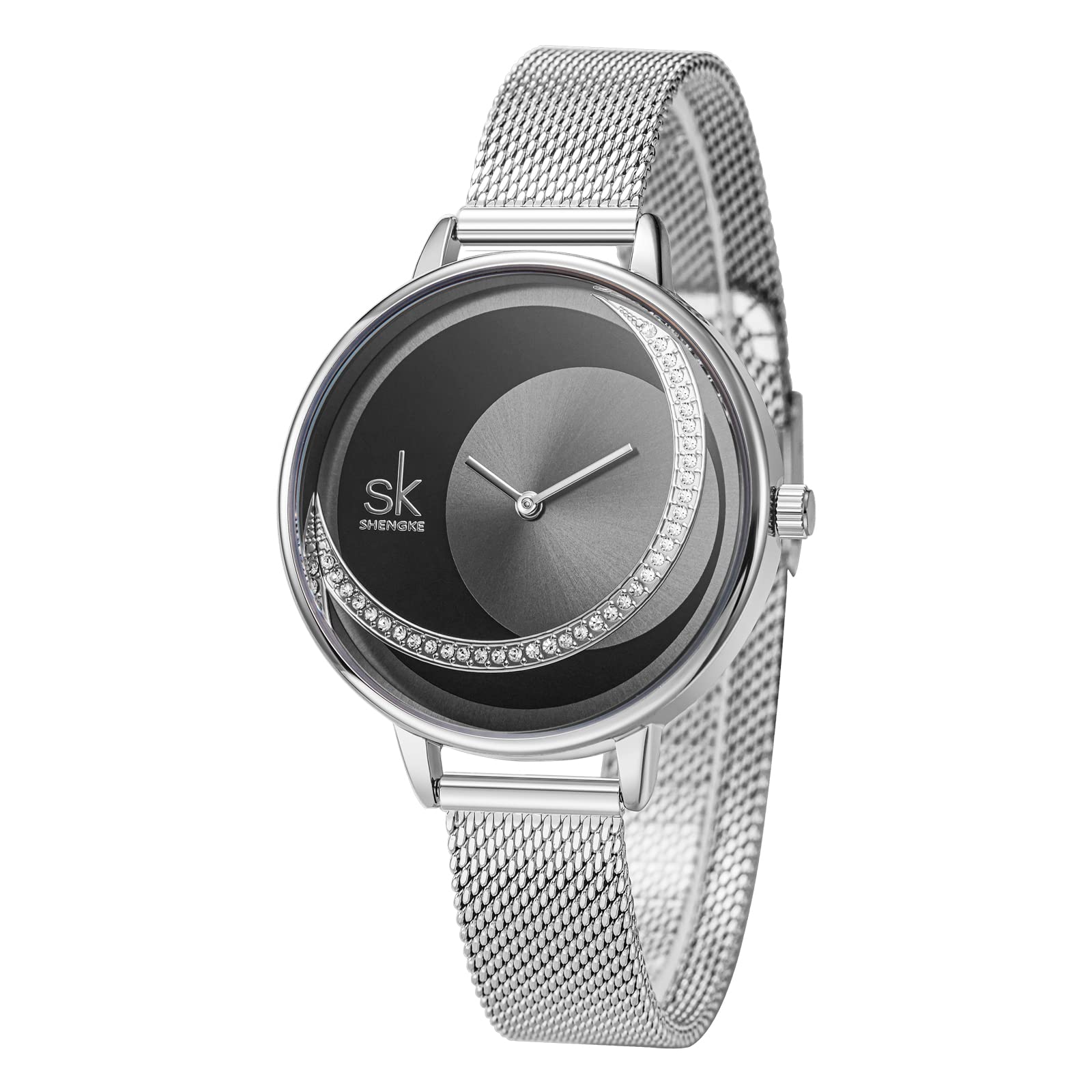 SHENGKE SK Ladies Watch Mesh Band Crystal Luxury Ladies Quartz Wrist Watch Girl Dress Wrist Watch relogio Feminino