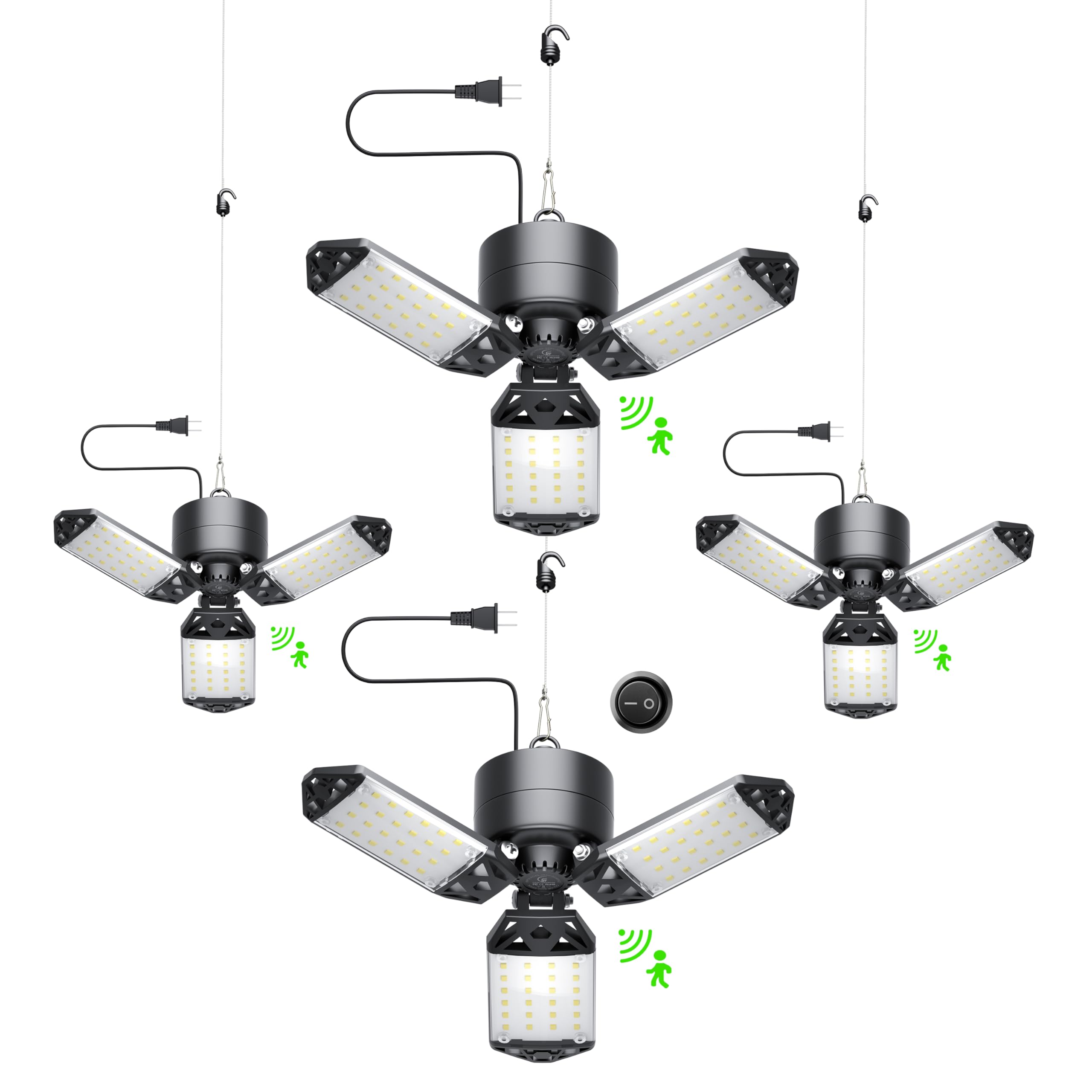 Photo 1 of Craftersmark Garage Lights Motion Sensor 4 Pack Plug in, 80W Motion Activated LED Garage Light, 5.8G Motion Shop Lights, Garage Lights Ceiling Led with 2 Modes for Indoor Barn, Workshop, Basement