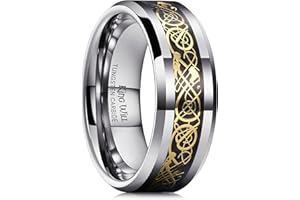 King Will Dragon 8mm Gold Celtic Dragon Tungsten Carbide Mens Wedding Band Ring Comfort Fit