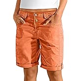 Flamingals Mid Waist Wide Leg Shorts for Women Cargo Summer Shorts Vintage Casual Bermuda Pants