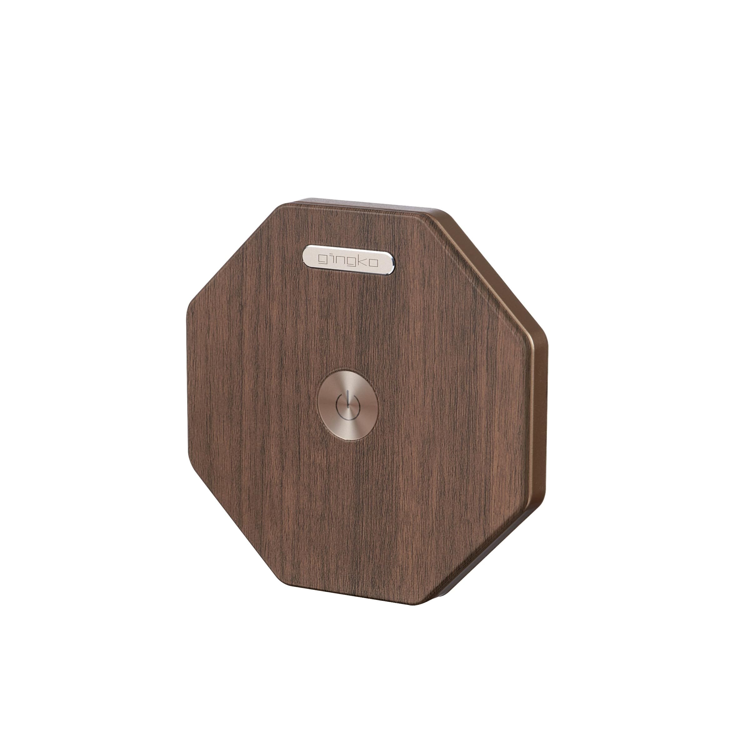 Gingko Twist Hexagon Lamp with Wooden Walnut and Black ABS Base with Tyvek Paper, LED Lights, Touch Control Button, Dimmable Brightness, USB-C Charging, Packed in Premium Gift Box (Walnut)