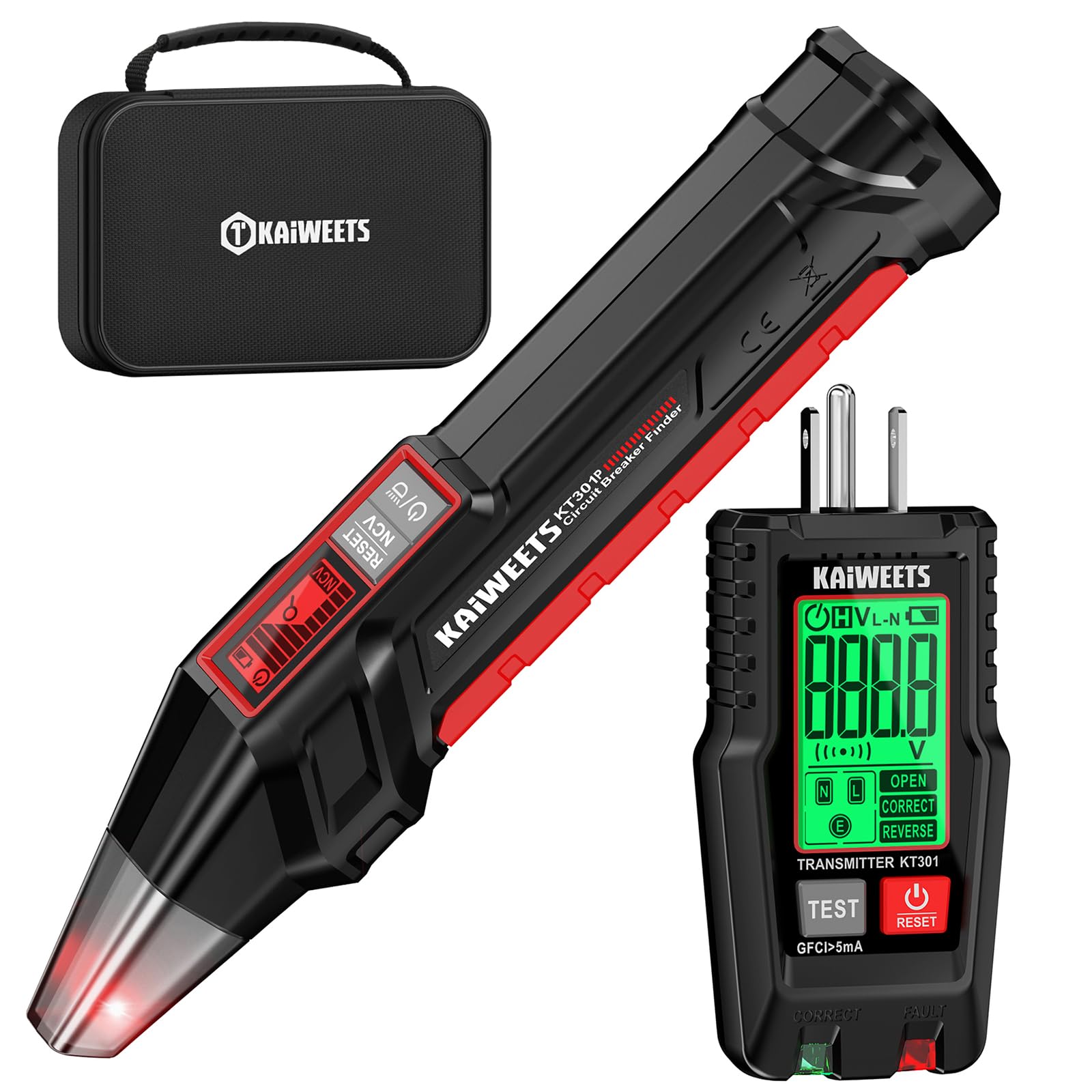 Photo 1 of KAIWEETS Circuit Breaker Finder with LCD Display, GFCI Outlet Tester, Electrical Circuit Tracer Tool with NCV Test & Flashlight, Includes Carrying Case - KT301