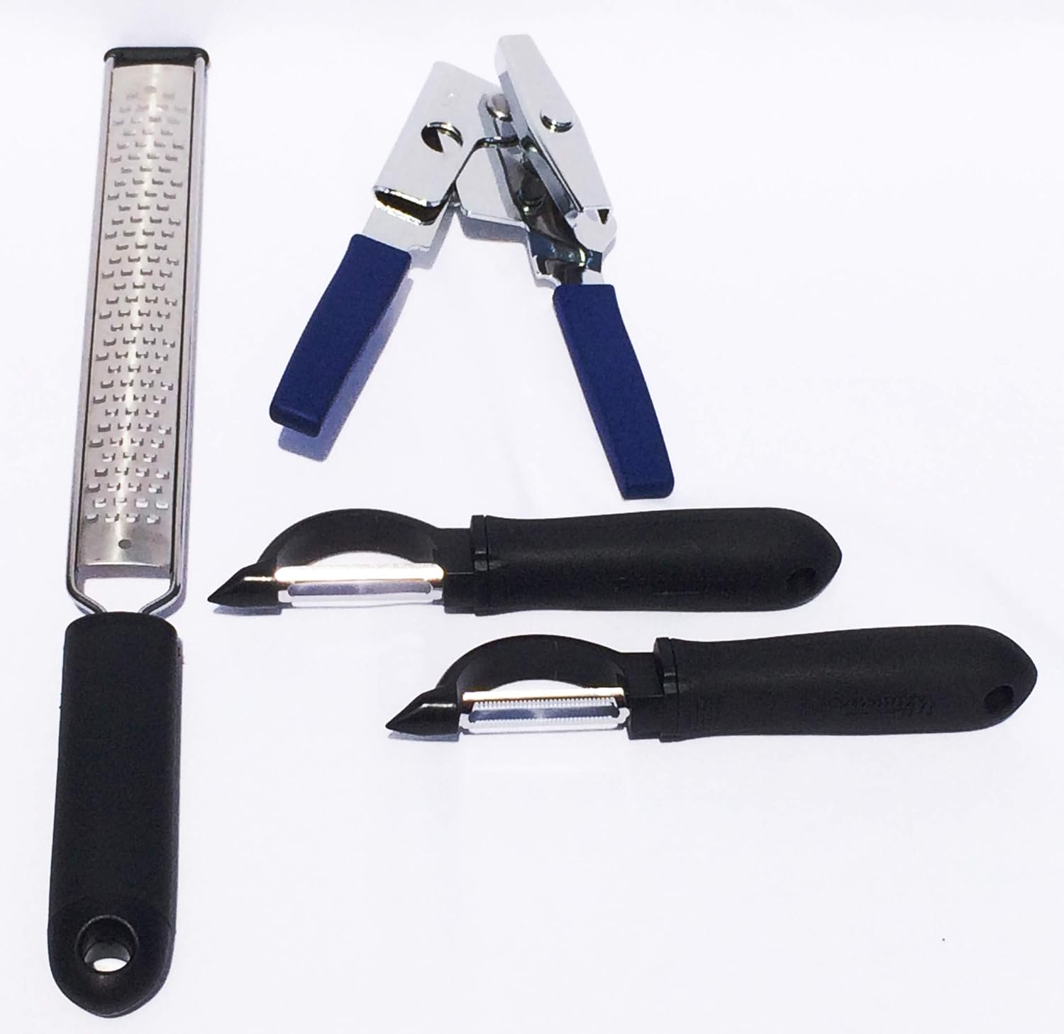 F&T Best Heavy Duty Handheld Can Opener + Grater & Zester + Vegetable Peelers - Great Bundle For Your Home & Kitchen - Save Time Prepping Your Food