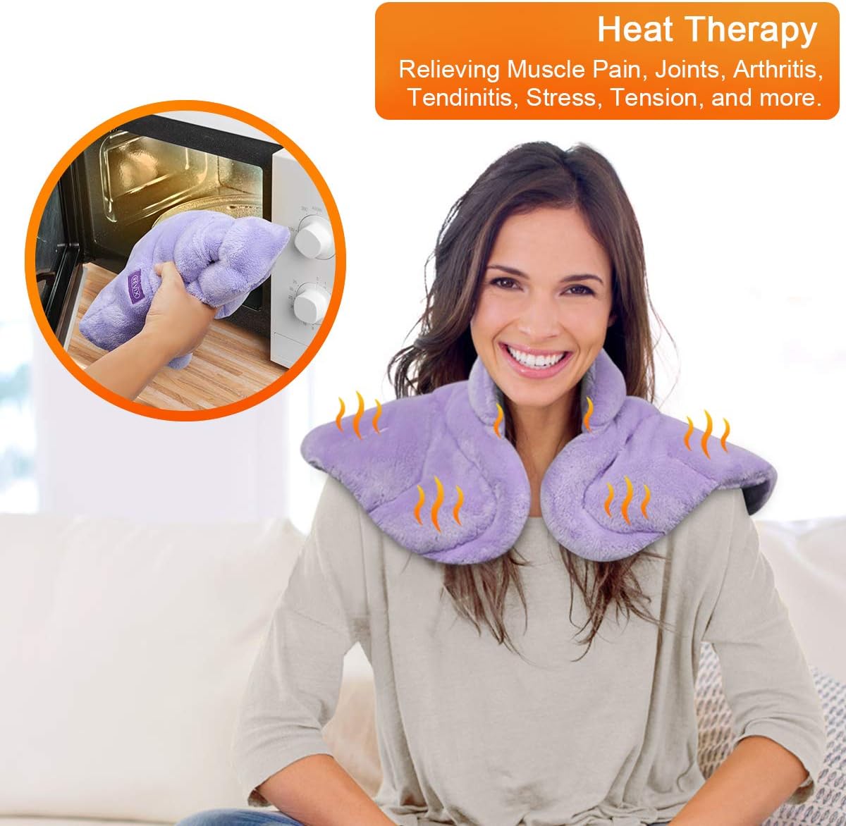 REVIX Microwave Heating Pad for Neck Shoulders and Back Pain Reliefwith Moist Heat, Weighted Microwavable Heated Neck Wrap Warmer: Health & Personal Care