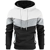 Gesean Men's Novelty Color Block Pullover Fleece Hoodie Long Sleeve Casual Sweatshirt with Pocket
