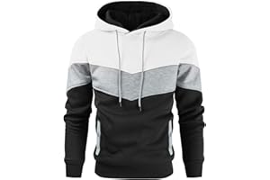 Gesean Men's Novelty Color Block Pullover Fleece Hoodie Long Sleeve Casual Sweatshirt with Pocket