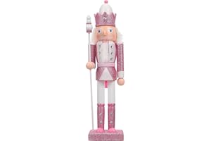 DECHOUS Christmas Nutcracker Ornament 12 Inch Pink Christmas Decor Glitter Nutcracker Figures Wooden Nutcracker Soldier Pink for Desktop Festive Party