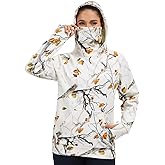 BASSDASH Women’s Fleece Fishing Hoodie with Neck Gaiter Water Resistant Performance Hiking Sweatshirt Pullover