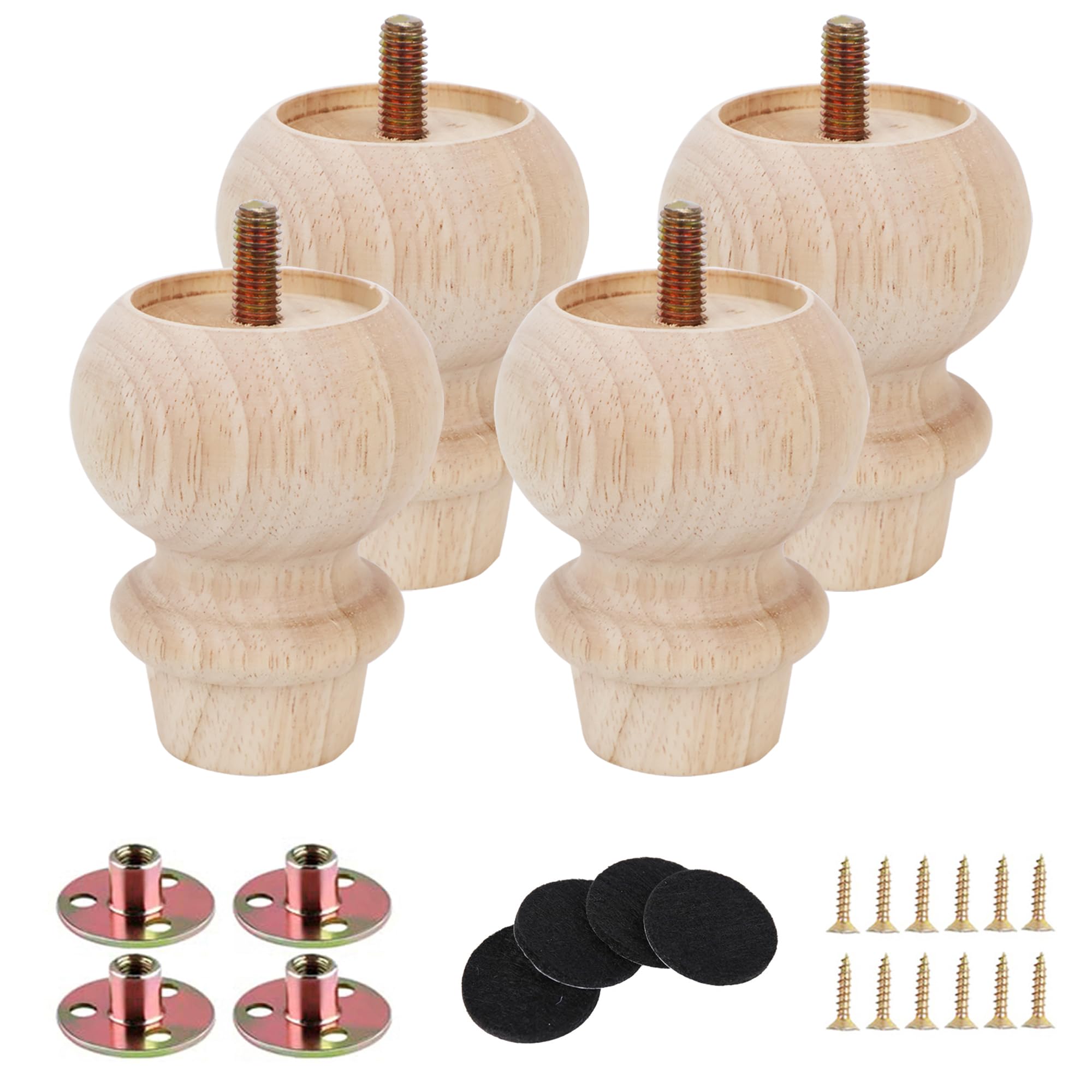Photo 1 of Txcucc 3 Inch Wooden Unfinished Bun Feet for Dresser Legs Couch Sofa Cabinet bun feet Ottoman DIY Replacement Wood Furniture Legs for Furniture Set of 4 (4set, 3inch)