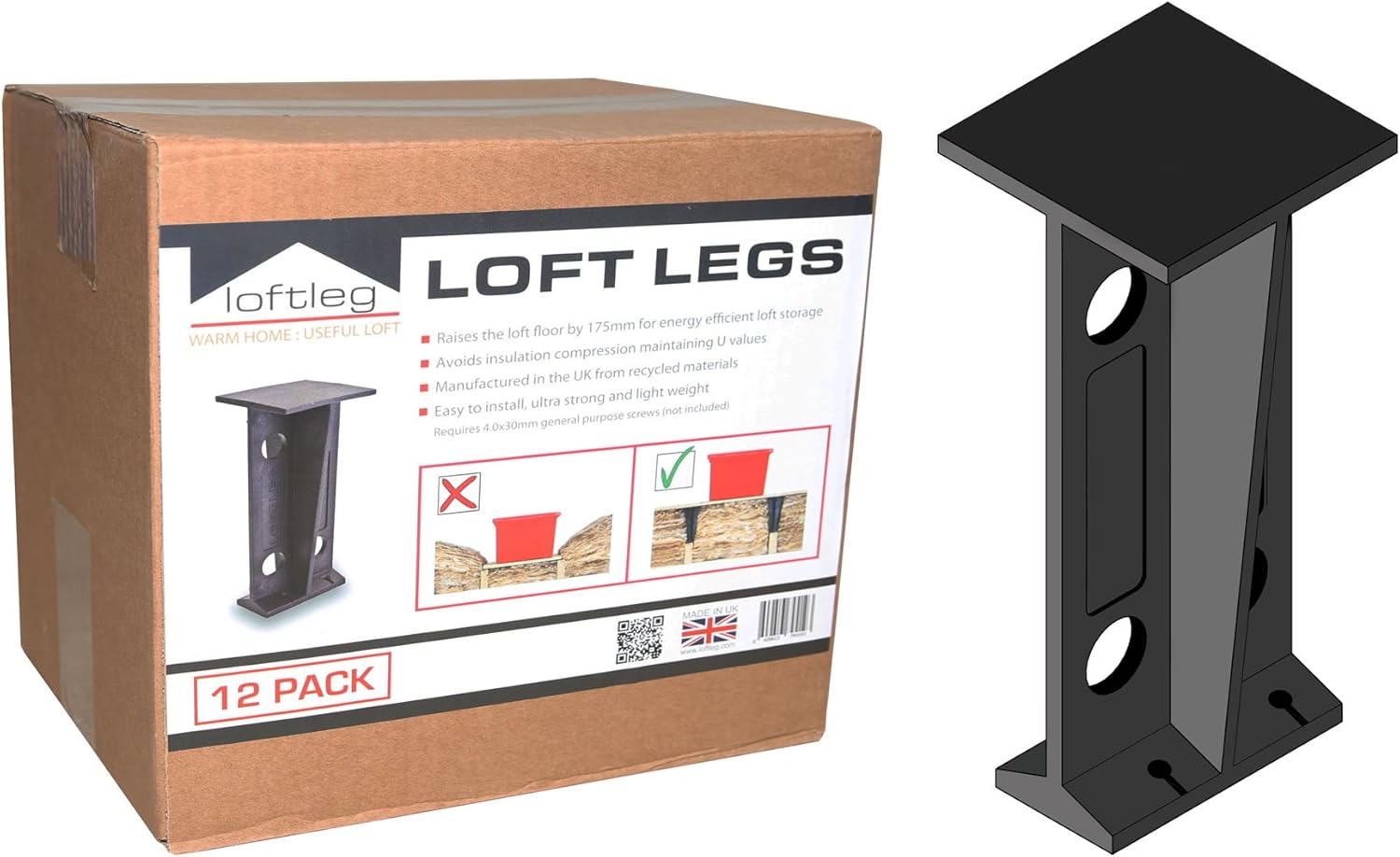 Loft Flooring Legs 175mm Insulation Spacer 48 Pack Amazon Co Uk