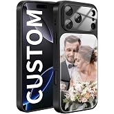 Ciciber Custom Pictures Case for iPhone 17 Pro Max, Personalized Phone Cases with Full Covered Camera Protection, Clearly Customize Glass Back Protective Cases for Birthday, Black