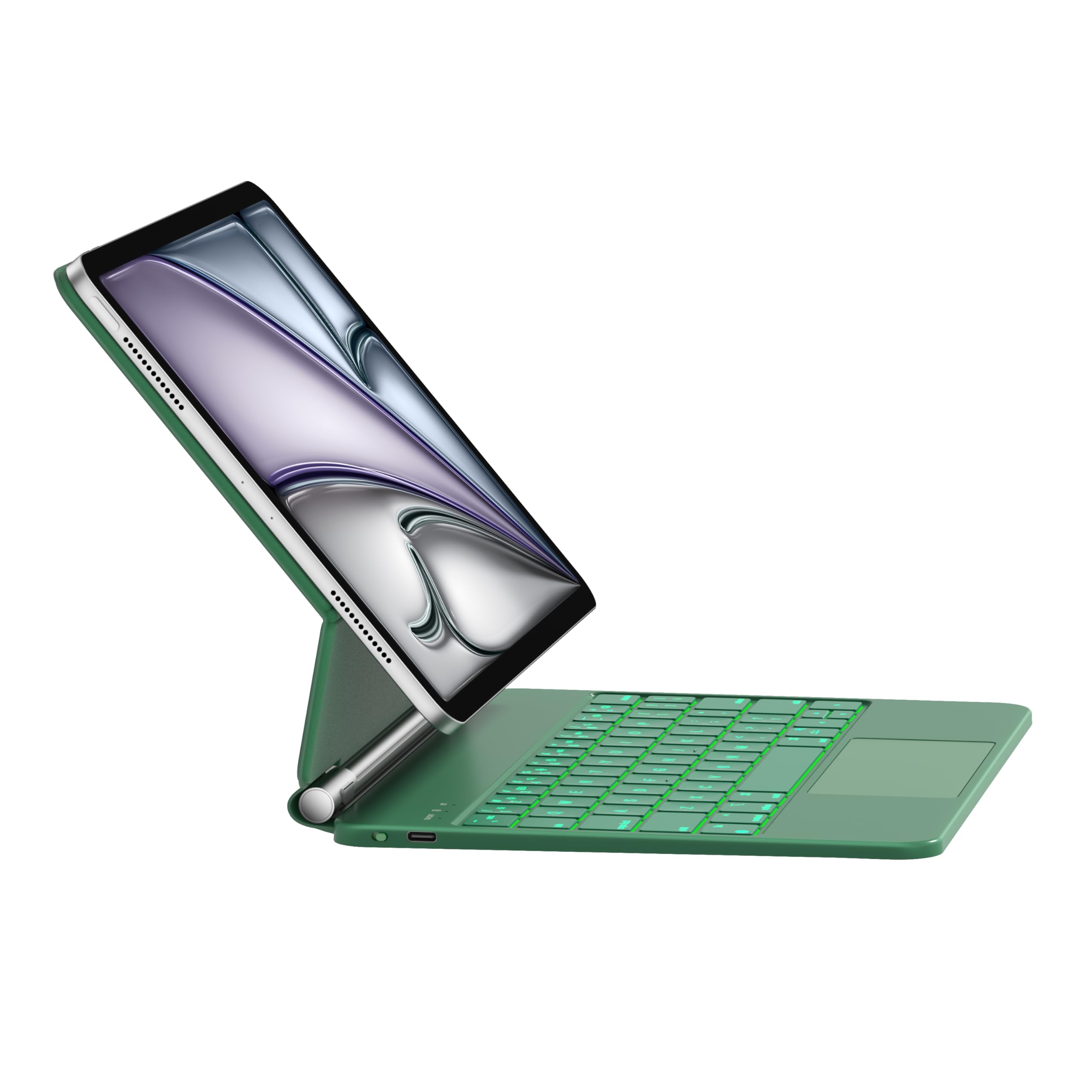 HOU Keyboard Case for iPad Air 11 Inch (M4 2026/M3 2025/M2 2024), Air 5th/4th Gen, 7-Color Backlight, Floating Stand,Click-Anywhere Trackpad, iPad Pro 11" (4th/3rd/2nd/1st) Case with Keyboard,Green