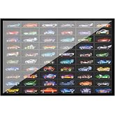 DisplayMore Wooden Wall Mount Display Case for Hot Wheels with Dust Resistant Acrylic Door ,Matchbox 1/64 Scale Diecast Model Cars Display Storage Organizer Case, Stores up to 60 Cars