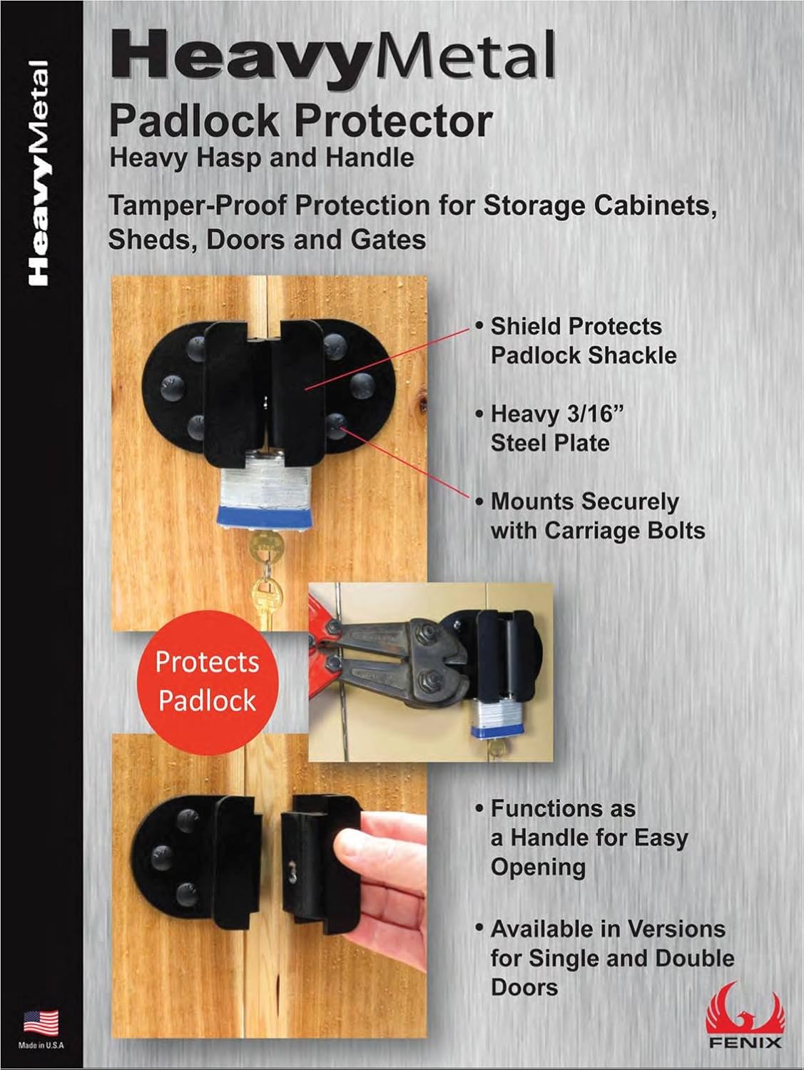Padlock Protector Heavy Hasp and Handle (Zinc) - - 