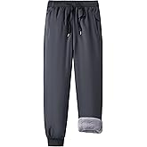 Purthet Mens Winter Sweatpants with Thick Fleece Lining Thermal Lined Pants with Zipper Pockets