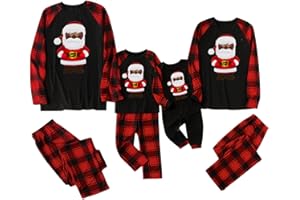 Maqroz Family Christmas Pjs Matching Sets - Christmas Pajamas for Family Holiday Black Santa Claus Sleepwear