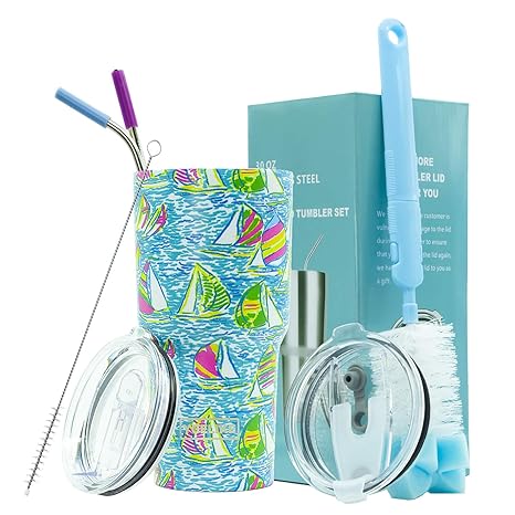 Comli 30oz Tumbler Stainless Steel Double Wall Vacuum Insulated Travel Mug With Lid and Straw Flamingo Cleaning Brush