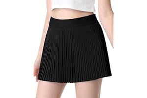 QooNoo Girls Pleated Athletic Skirts with Shorts 2 in 1 Tennis Skorts with Pocket High Waist Golf Skirt for Youth Kids