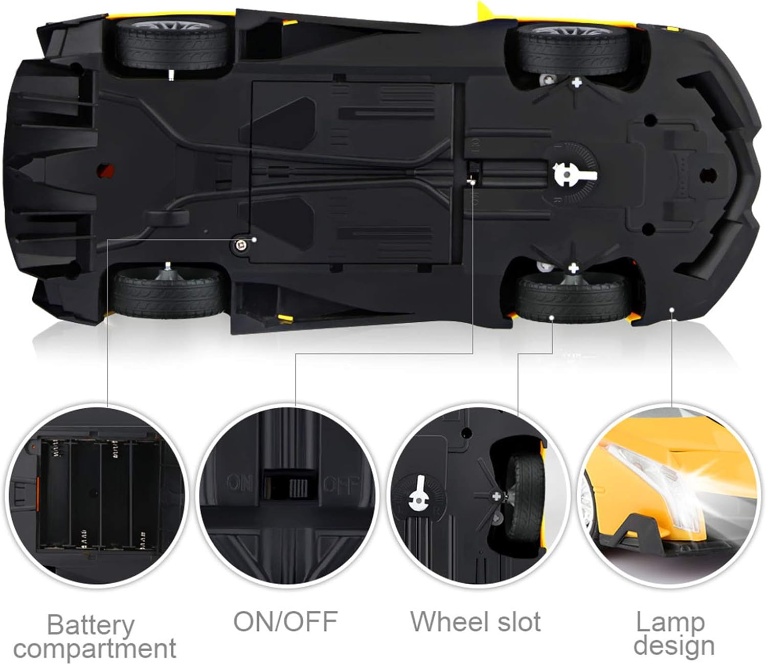 Growsland Remote Control Car, RC Cars Xmas Gifts for kids 1/18 Electric Sport Racing Hobby Toy Car Yellow Model Vehicle for Boys Girls Adults with Lights and Controller: Toys & Games