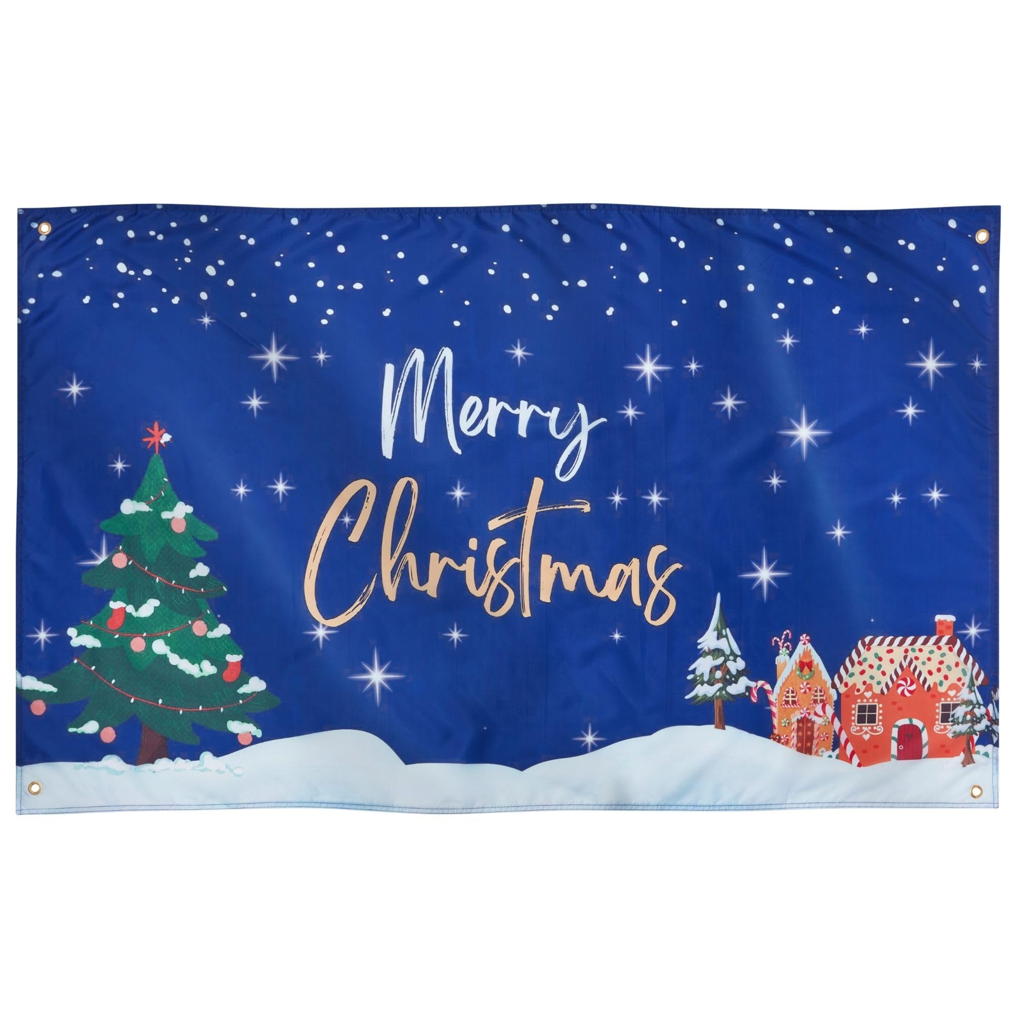 Runesol Premium Merry Christmas Flag - 91x152cm, 3ft x 5ft, 4 Grommets, Eyelet In Every Corner, Santa & Father Christmas, Winter, Inside & Outside — image 1